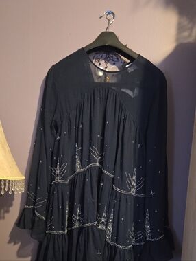 ASOS navy blue embellished midi dress